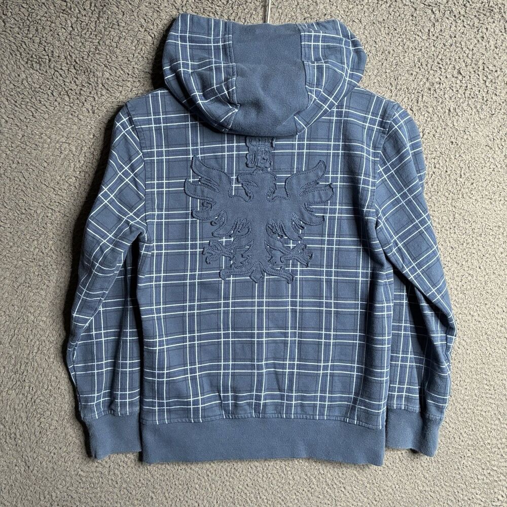 Y2K Cyber Goth Punk Emo Crop Hoodie SMALL XS Hot Topic Embroidered Plaid